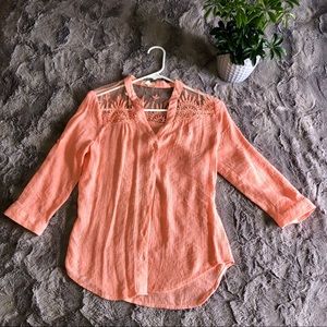 Women’s Pearl coral three quarter length blouse